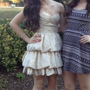 Betsey Johnson Ivory & Gold Strapless Dress 2